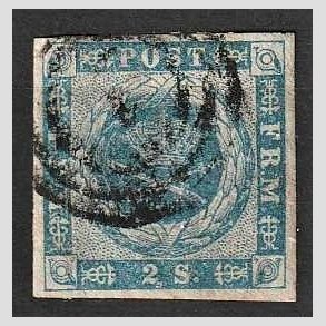 FRIMRKER DANMARK | 1854-57 - AFA 3 - 2 Skilling bl - Stemplet