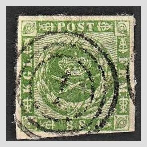 FRIMRKER DANMARK | 1858-62 - AFA 8 - 8 Skilling grn - Stemplet