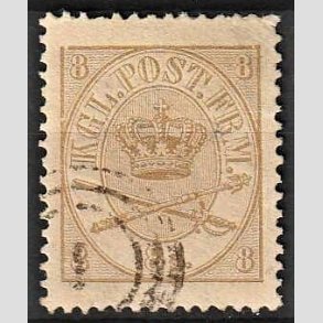 FRIMRKER DANMARK | 1864-70 - AFA 14 - 8 Skilling gulbrun med VARIANT - Krone Scepter - Stemplet