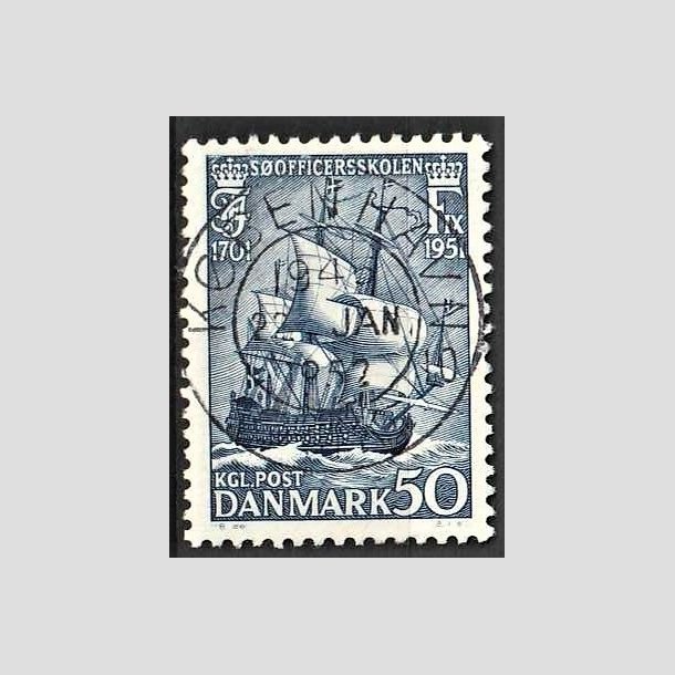 FRIMRKER DANMARK | 1951 - AFA 329 - Sofficerskolen 250 r - 50 re bl - Pragt Stemplet Kbenhavn