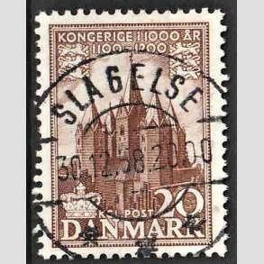 FRIMRKER DANMARK | 1953-56 - AFA 348 - Kongeriget 1000 r - 20 re brun - Pragt Stemplet Slagelse