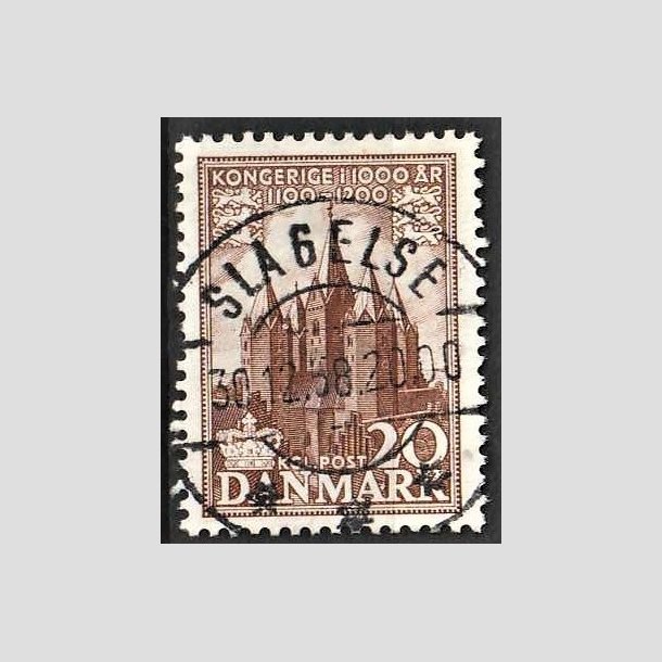 FRIMRKER DANMARK | 1953-56 - AFA 348 - Kongeriget 1000 r - 20 re brun - Pragt Stemplet Slagelse