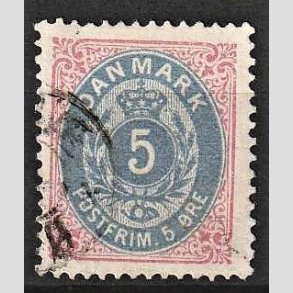 FRIM�RKER DANMARK | 1875 - AFA 24 - 5 �re r�d/bl� - Stemplet