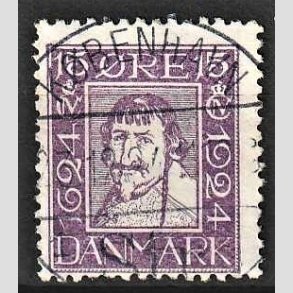 FRIM�RKER DANMARK | 1924 - AFA 137 - Postjubil�um 15 �re violet - Lux Stemplet K�benhavn