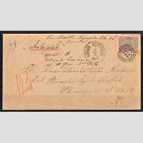 FRIMRKER DANMARK | 1875 - AFA 28y - 20 re rd/gr omv.rm single p REC-brev - Stemplet