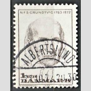 FRIM�RKER DANMARK | 1972 - AFA 524 - N. F. S. Grundtvig - 1 Kr. lysbrun - Lux Stemplet Albertslund