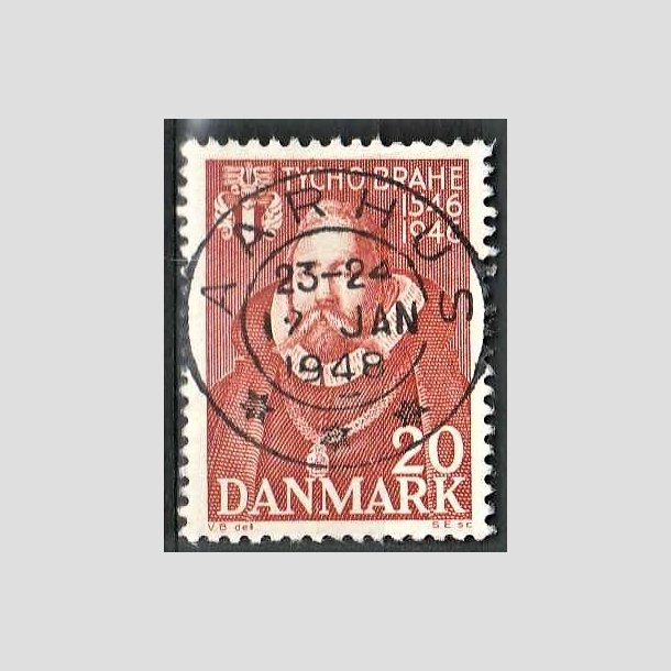 FRIMRKER DANMARK | 1946 - AFA 298 - Tycho Brahe - 20 re brunrd - Pragt Stemplet Aarhus
