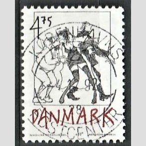 FRIM�RKER DANMARK | 1992 - AFA 1030 - Danske tegneseriefigurer - 4,75 Kr. sort/r�d - Pragt Stemplet