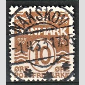 FRIM�RKER DANMARK | 1930 - AFA 185 - B�lgelinie 10 �re brun - Lux Stemplet Nakskov