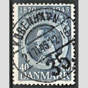 FRIM�RKER DANMARK | 1945 - AFA 292 - Chr. X 75 �r 40 �re bl� - Pragt Stemplet
