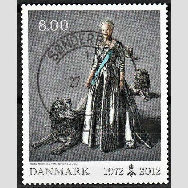 FRIMRKER DANMARK | 2012 - AFA 1694 - Dronning i 40 r - 8,00 Kr. flerfarvet - Pragt Stemplet Snderborg