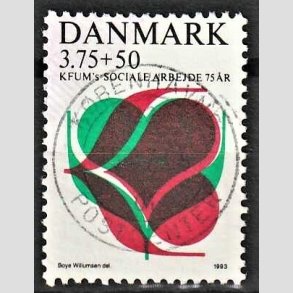 FRIMRKER DANMARK | 1993 - AFA 1052 - KFUM 75 r. - 3,75 Kr. + 50 re rd/grn/sort - Pragt Stemplet