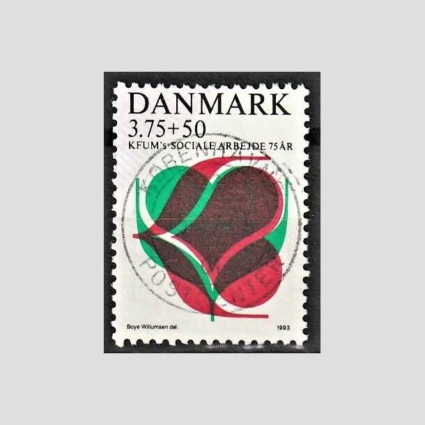 FRIMRKER DANMARK | 1993 - AFA 1052 - KFUM 75 r. - 3,75 Kr. + 50 re rd/grn/sort - Pragt Stemplet