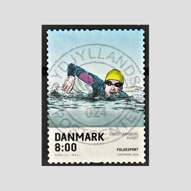 FRIMRKER DANMARK | 2016 - AFA 1857 - Folkesport - 8,00 Kr. flerfarvet - Pragt Stemplet