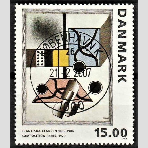 FRIMRKER DANMARK | 1993 - AFA 1058 - Maleriserie 6. - 15,00 Kr. Franciska Clausen - Pragt Stemplet