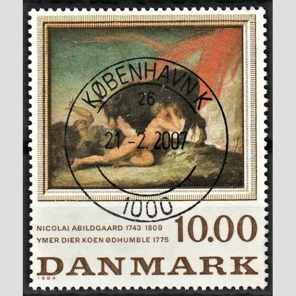 FRIMRKER DANMARK | 1984 - AFA 817 - N. Abildgaard - 10,00 Kr. flerfarvet - Pragt Stemplet