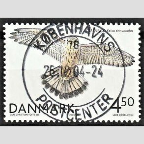 FRIM�RKER DANMARK | 2004 - AFA 1409 - Rovfugle i Danmark - 4,50 Kr. T�rnfalk - Pragt Stemplet