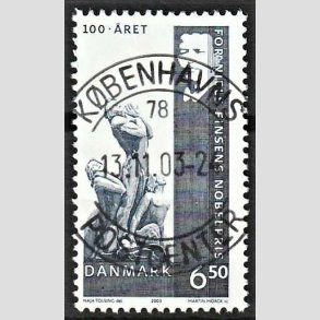 FRIM�RKER DANMARK | 2003 - AFA 1372 - Dansk Nobelpris 100 �r. - 6,50 Kr. flerfarvet - Pragt Stemplet 