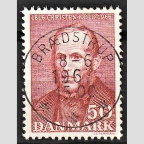 FRIM�RKER DANMARK | 1966 - AFA 444 - Christen Kold - 50 �re brunr�d - Pragt Stemplet Br�dstrup