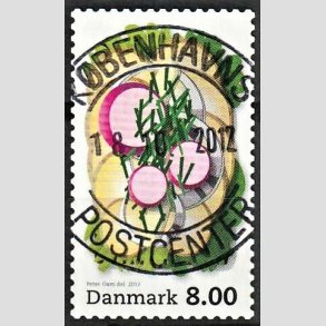 FRIM�RKER DANMARK | 2012 - AFA 1703 - Sm�rrebr�d - 8,00 Kr. flerfarvet - Pragt Stemplet K�benhavn