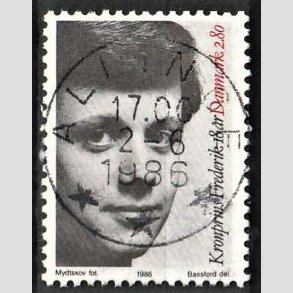 FRIM�RKER DANMARK | 1986 - AFA 858 - Kronprins Frederik 18 �r - 2,80 Kr. sort/r�d - Pragt Stemplet Allinge