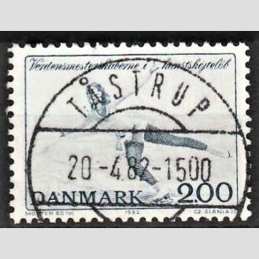 FRIMRKER DANMARK | 1982 - AFA 745 - WM i kunstskjtelb - 2 Kr. bl - Pragt Stemplet Tstrup