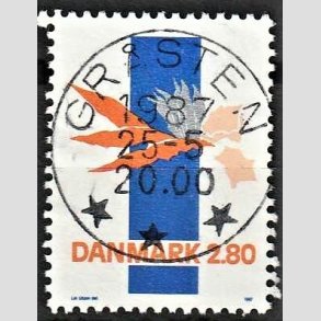 FRIM�RKER DANMARK | 1987 - AFA 877 - Kunst - 2,80 Kr. flerfarvet - Pragt Stemplet Gr�sten