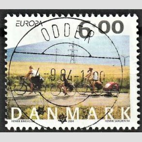 FRIM�RKER DANMARK | 2004 - AFA 1396 - Cykel og sejlerferie - 6,00 Kr. flerfarvet - Pragt Stemplet Odder