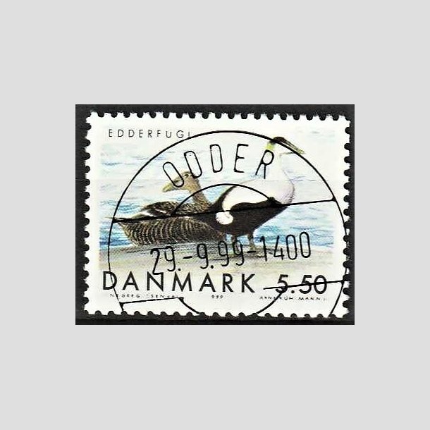 FRIMRKER DANMARK | 1999 - AFA 1224 - Danske trkfugle - 5,50 Kr. Edderfugl - Pragt Stemplet (Udsgt kvalitet)