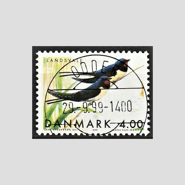 FRIMRKER DANMARK | 1999 - AFA 1222 - Danske trkfugle - 4,00 Kr. landsvaler - Pragt Stemplet (Udsgt kvalitet)