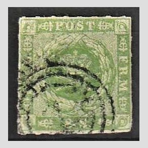 FRIMRKER DANMARK | 1854-57 - AFA 5 - 8 Skilling grn - Stemplet (Privattakket, stukken kant.)