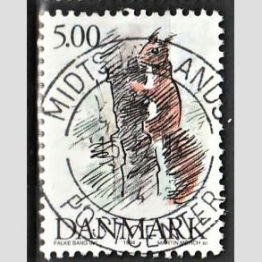 FRIM�RKER DANMARK | 1994 - AFA 1078 - Truede danske dyr - 5,00 Kr. Egern - Pragt Stemplet
