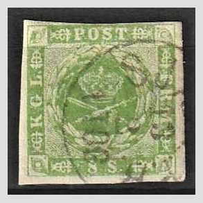 FRIMRKER DANMARK | 1854-57 - AFA 5 - 8 Skilling grn - Stemplet