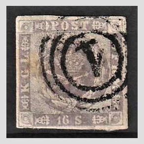 FRIMRKER DANMARK | 1854-57 - AFA 6 - 16 Skilling grviolet - Stemplet 