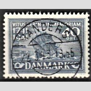 FRIM�RKER DANMARK | 1941 - AFA 272 - Vitus Bering 40 �re bl� - Lux Stemplet Randers