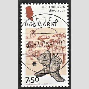 FRIM�RKER DANMARK | 2005 - AFA 1425 - H.C. Andersen - 7,50 Kr. Rejsest�vler - Pragt Stemplet Odder