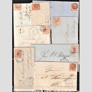 FRIMRKER DANMARK | 1864- | Dobbeltplanche med 15 stk. pne skillingsbreve - Stemplet