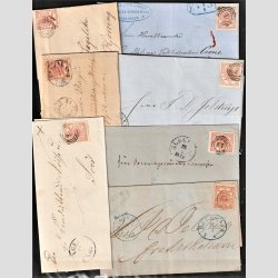 FRIMRKER DANMARK | 1864- | Dobbeltplanche med 15 stk. pne skillingsbreve - Stemplet