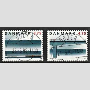 FRIM�RKER DANMARK | 1997 - AFA 1144,1145 - Jernbanen Storeb�lt - 3,75+4,75 Kr. flerfarvet - Pragt Stemplet Odder