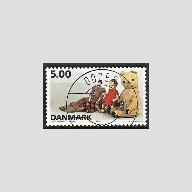 FRIMRKER DANMARK | 1995 - AFA 1104 - Dansk legetj - 5,00 Kr. flerfarvet - Pragt Stemplet Odder