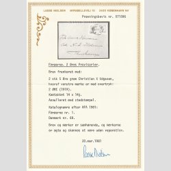 FRIMRKER FRERNE | 1940-41 - AFA 1 - 2 re/5 re + 5 re grn p brev, med attest - Stemplet