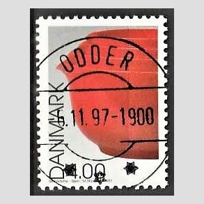 FRIM�RKER DANMARK | 1997 - AFA 1161 - Dansk design - 4,00 Kr. Margrethesk�le flerfarvet - Pragt Stemplet Odder