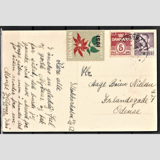 JULEMRKER DANMARK | 1951 - 1951/1950 provisorium p julehilsen postkort - Stemplet