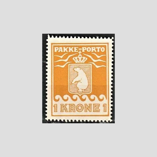 FRIMRKER GRNLAND | 1937 - AFA 18 - PAKKE-PORTO - 1 kr. gul - Postfrisk