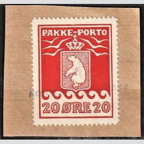 FRIM�RKER GR�NLAND | 1915 - AFA 9 - PAKKE-PORTO 20 �re r�d p� klip  - Stemplet