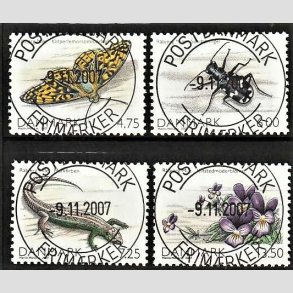 FRIM�RKER DANMARK | 2007 - AFA 1512 - Danmarks natur I - 4,75-13,50 Kr. flerfarvet i komplet s�t - Pragt Stemplet