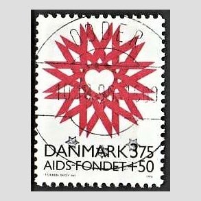 FRIMRKER DANMARK | 1996 - AFA 1130 - AIDS-Fondet - 3,75 Kr. + 50 re rd/sort - Pragt Stemplet Odder