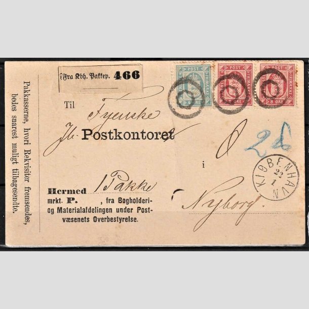 FRIMRKER DANMARK | 1875 - AFA 5,6 - 4 re bl + 2 x 8 re rosa p brev - Stemplet (Pengepost)