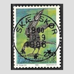 FRIM�RKER DANMARK | 1986 - AFA 864 - Danske fugle - 2,80 Kr. flerfarvet - Pragt Stemplet Sk�lsk�r