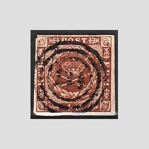 FRIMRKER DANMARK | 1858-62 - AFA 7 - 4 Skilling brun - Stemplet